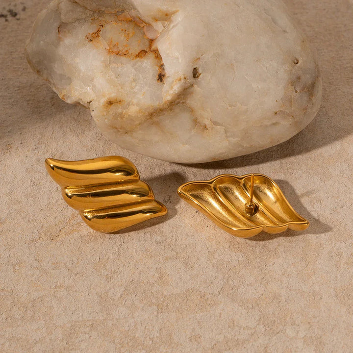 Gold-Plated Contemporary Earrings with Stainless Steel