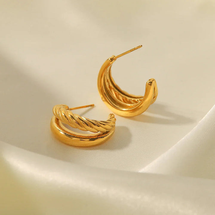 Gold-Plated Layered Hoop Earrings for Women