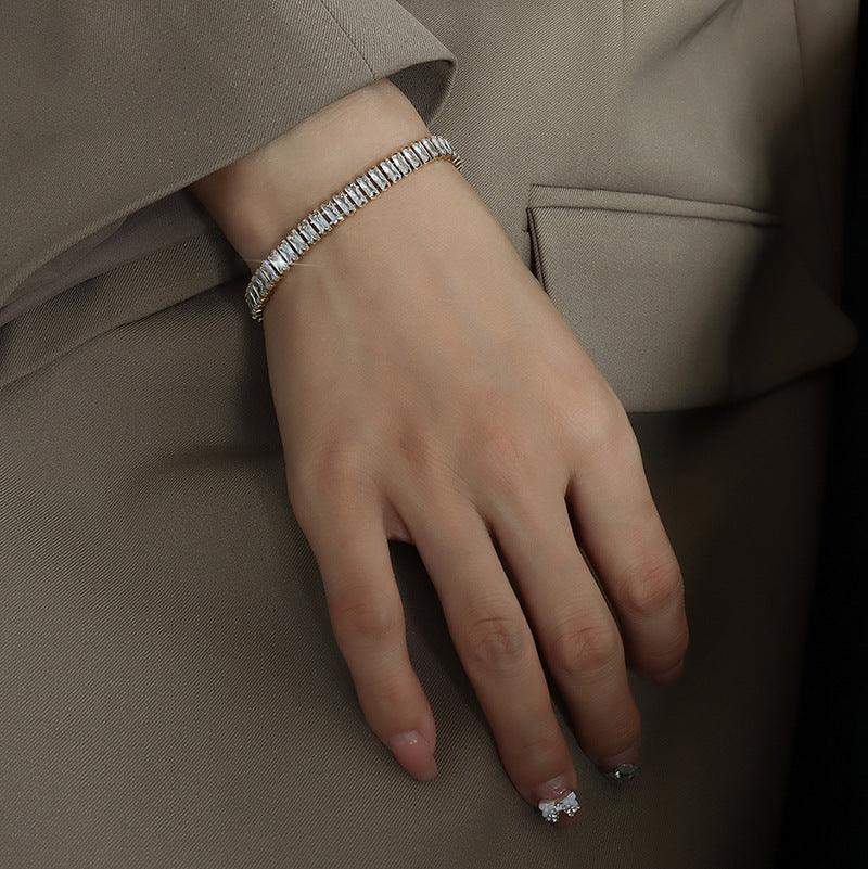 Gold-Plated Tennis Bracelet with AAAAA Diamond Simulants
