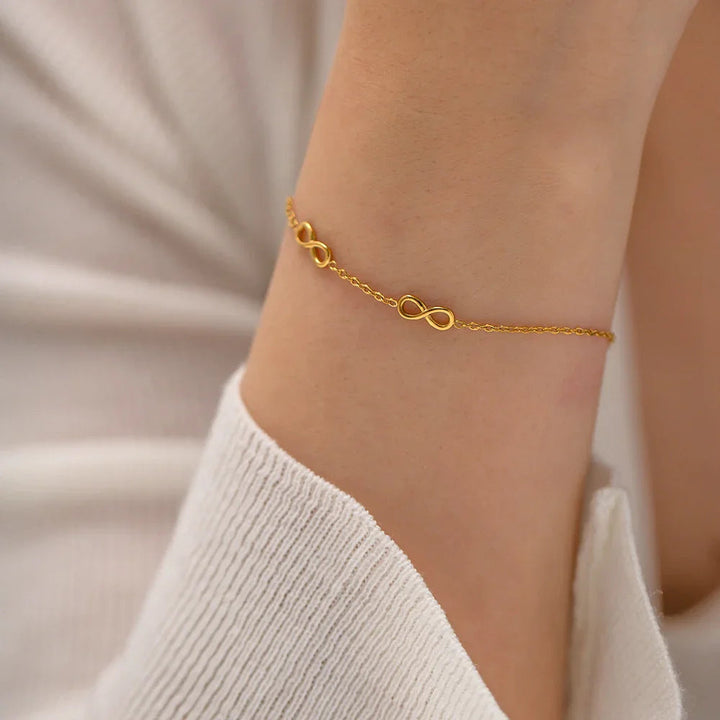 Gold-Plated Bracelet with Infinity Symbols