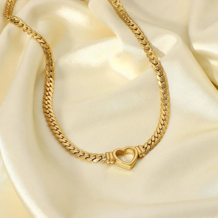 Gold-Plated Heart Choker Necklace