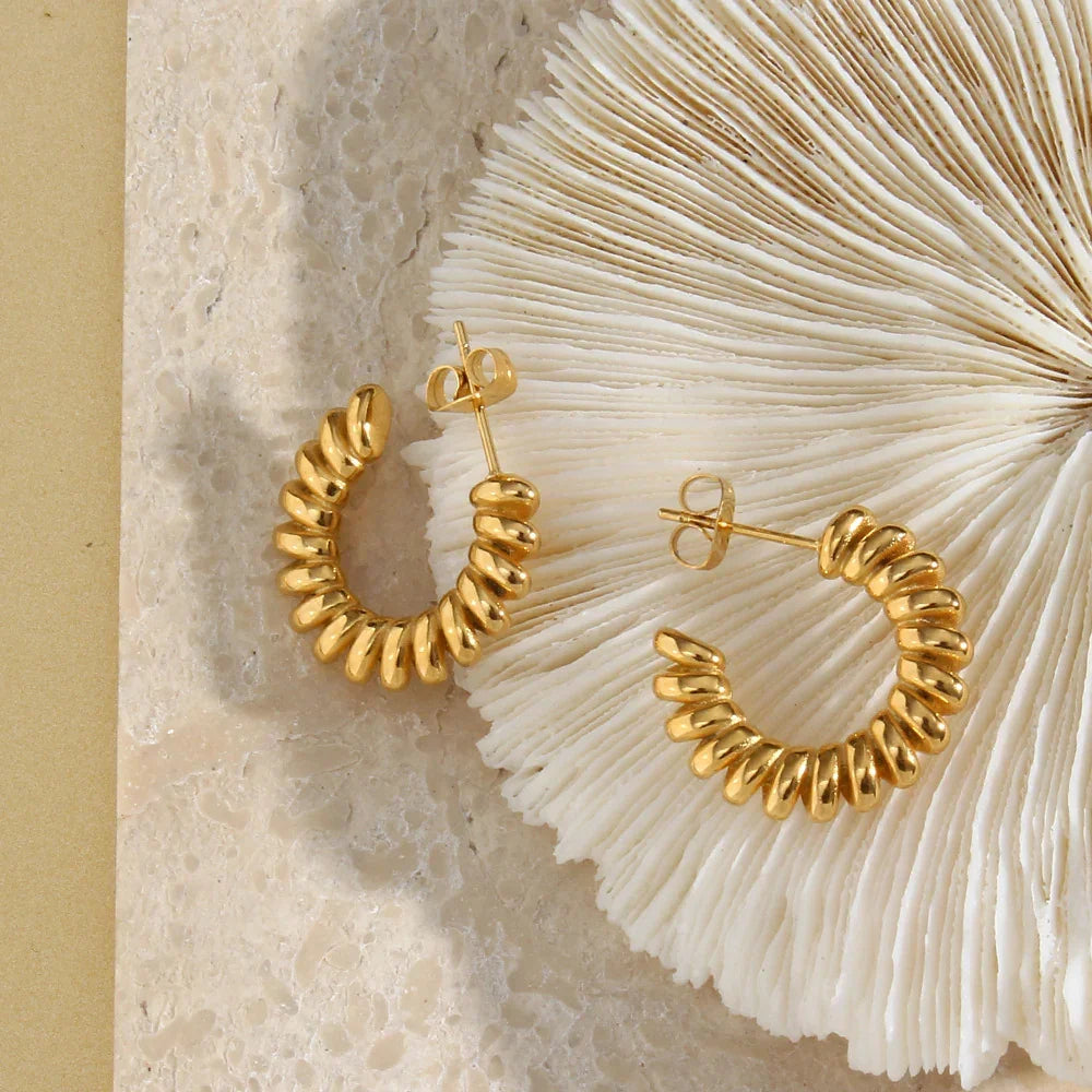 Gold-Plated Twisted Hoop Earrings for Women