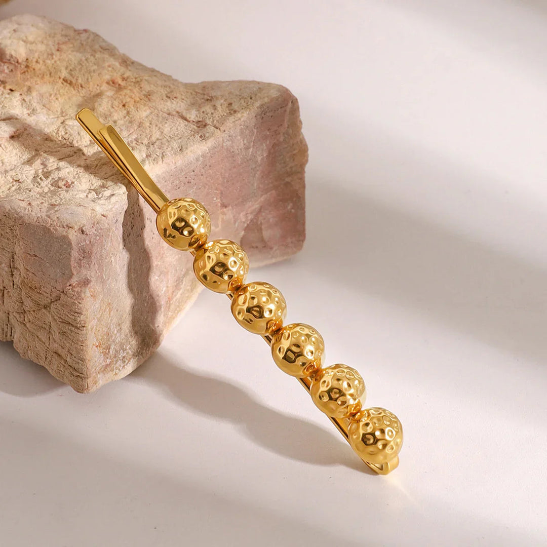 Gold-Plated Coral Beads Hair Clip