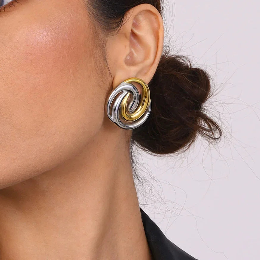 Gold-Plated Spiral Stud Earrings for Women