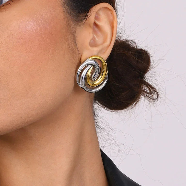 Gold-Plated Spiral Stud Earrings for Women