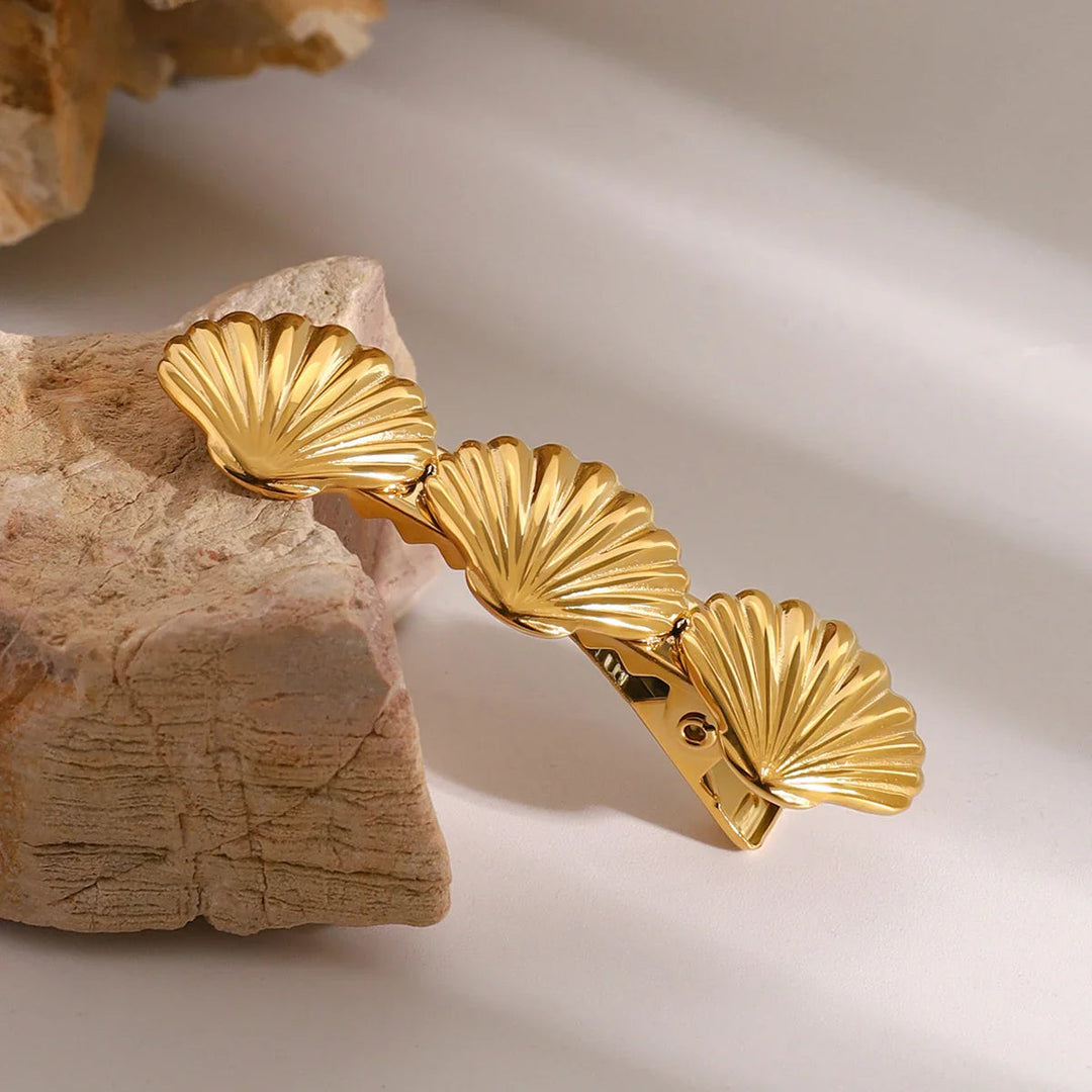 Gold-Plated Serenity Seashell Hair Clip
