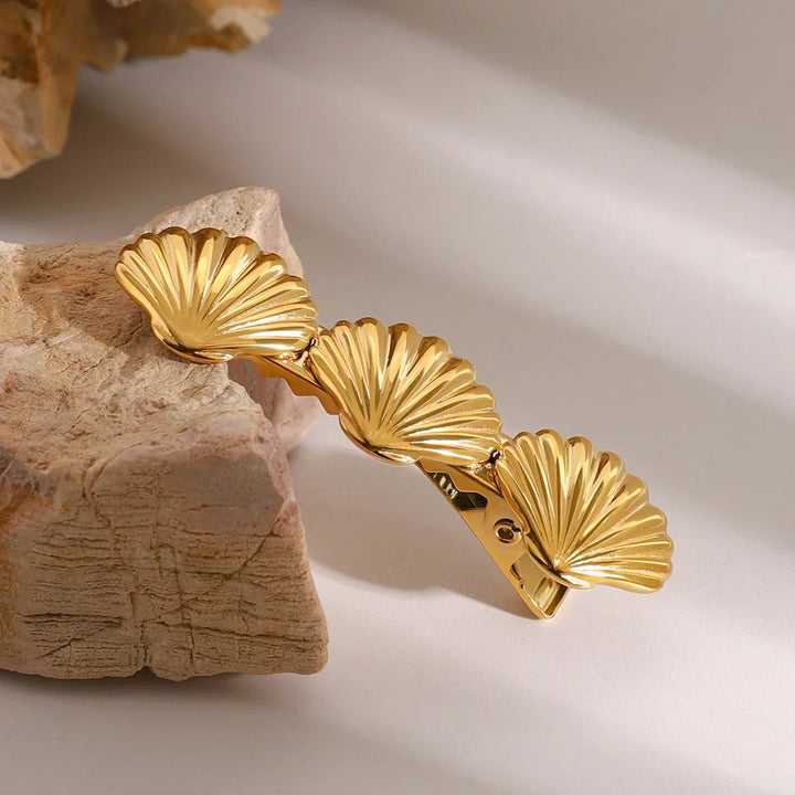 Gold-Plated Serenity Seashell Hair Clip