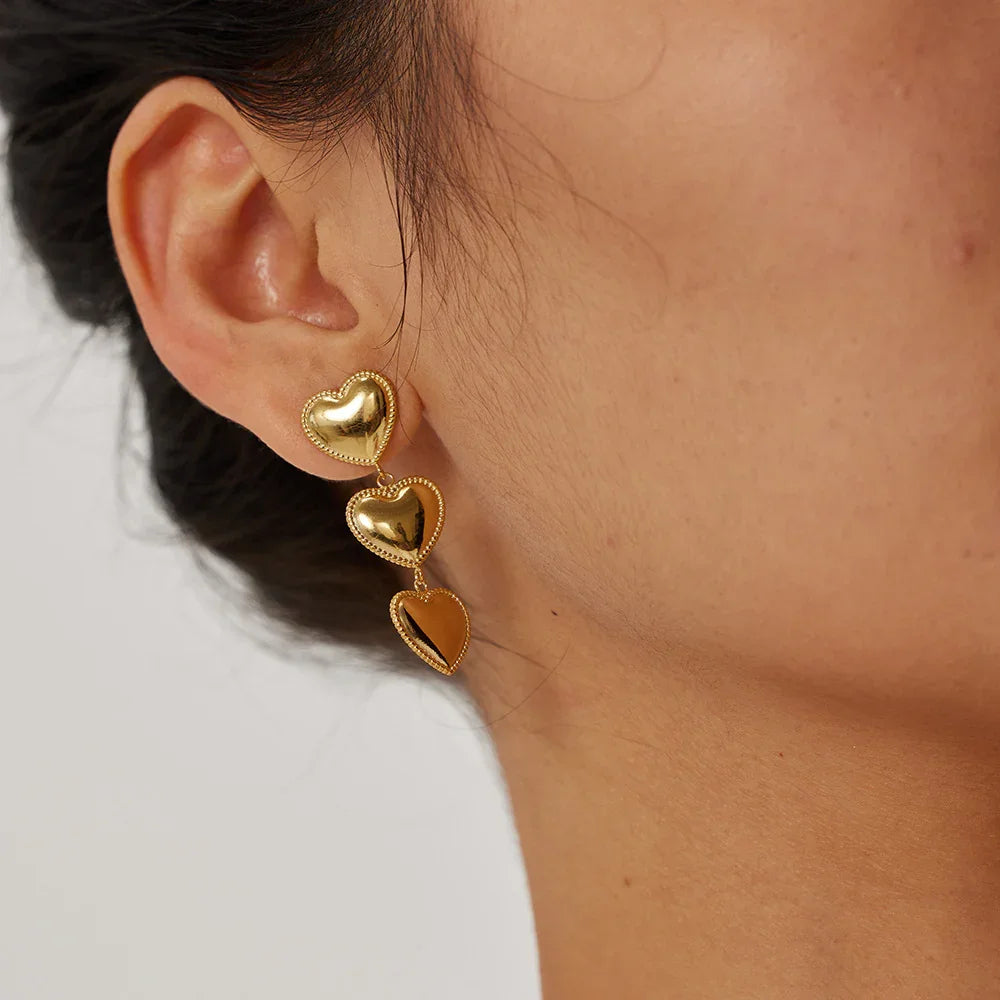 Gold-Plated Heart Earrings