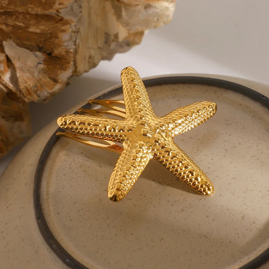 Starfish Gold-Plated Hair Comb for Women