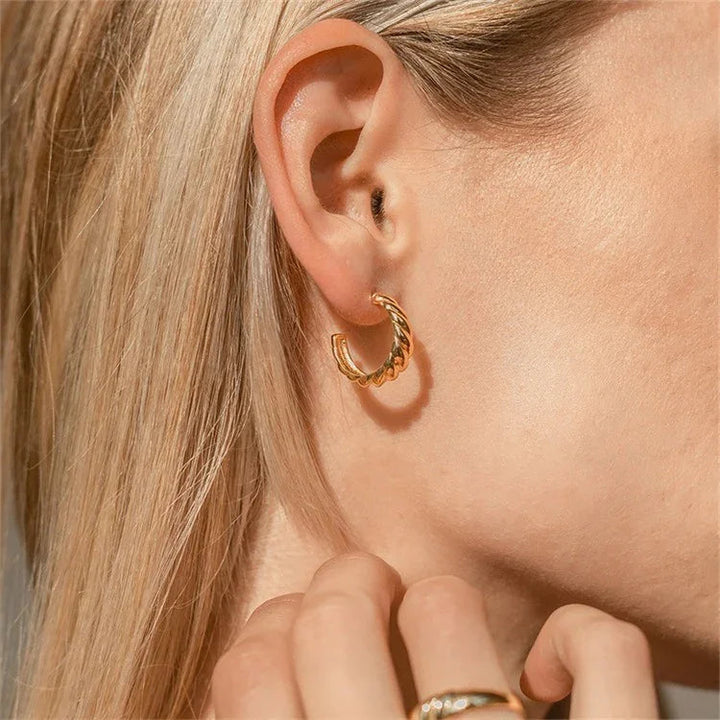 Gold-Plated Chunky Huggie Earrings for Women