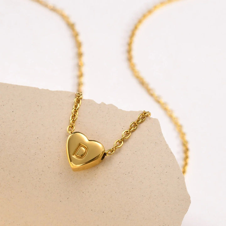 Gold-Plated Heart Initial Necklace