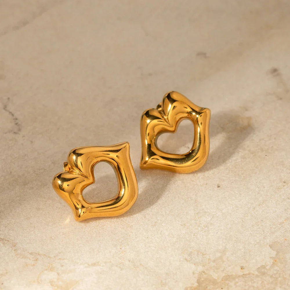 Gold-Plated Lip-Shaped Earrings with Touch of Gleaming Gold
