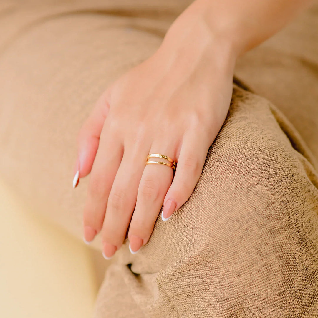 Gold-Plated Layered Band Ring for Women