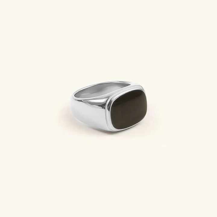 Gold-Plated Signet Ring with Synthetic Stone