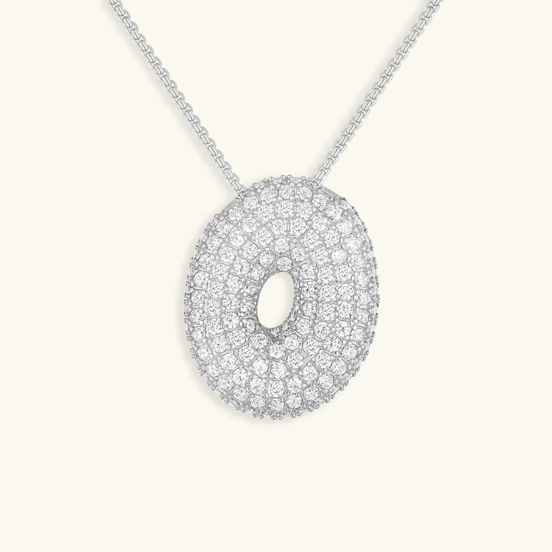 Gold-Plated Bubble Initial Diamond Necklace