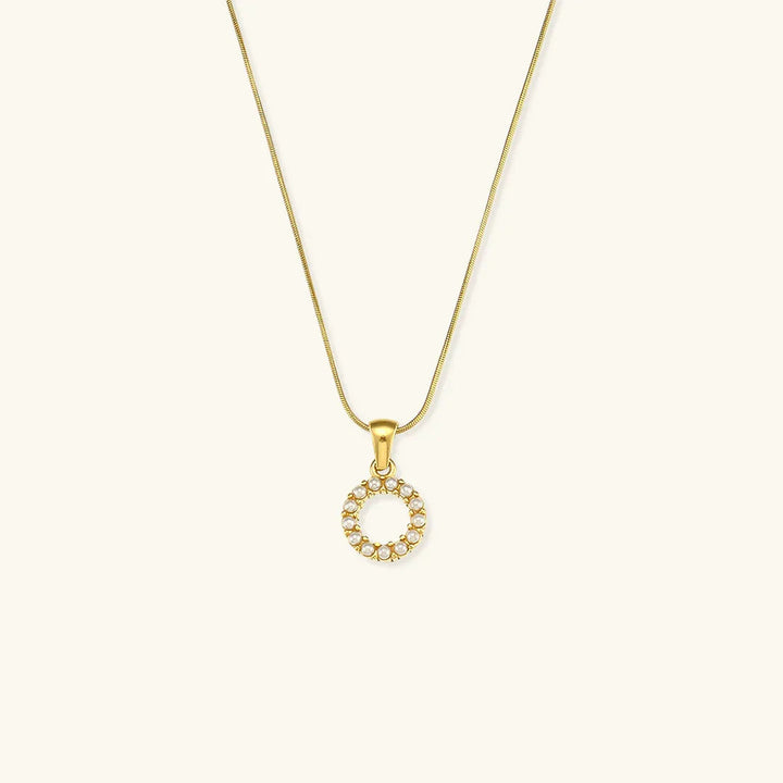 Gold-Plated Initial Letter Necklace with Freshwater Pearls