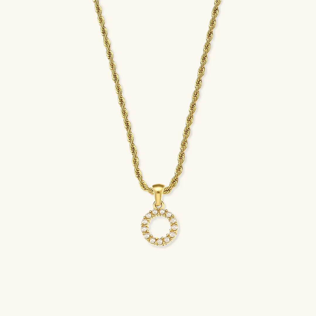 Gold-Plated Initial Letter Necklace with Freshwater Pearls