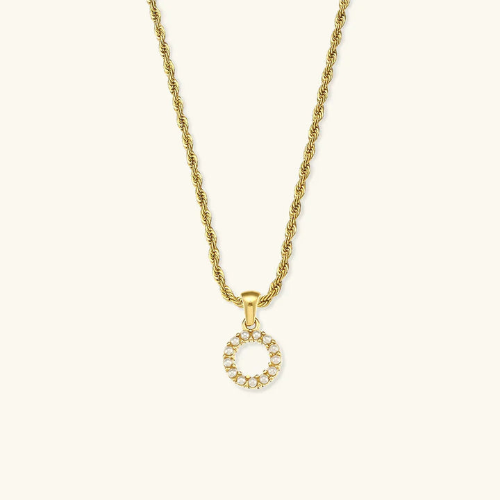 Gold-Plated Initial Letter Necklace with Freshwater Pearls
