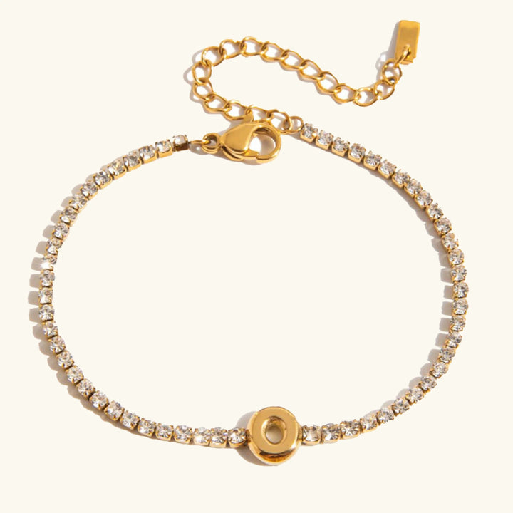 Gold-Plated Cubic Zirconia Initial Tennis Bracelet for Women