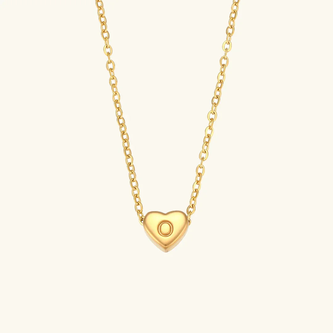 Gold-Plated Heart Initial Necklace