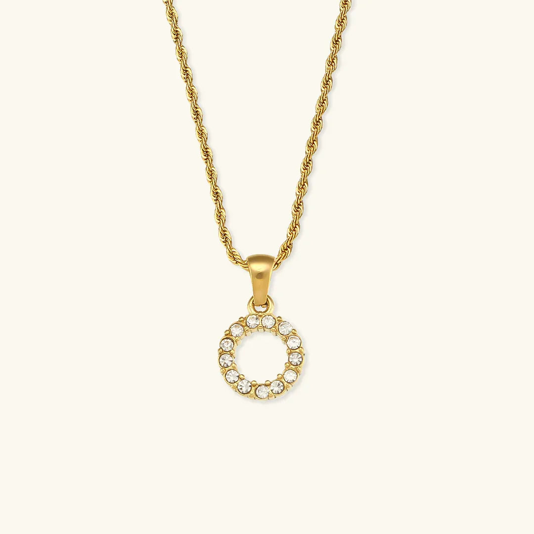 Gold-Plated Initial Pendant Necklace with Diamond Simulants