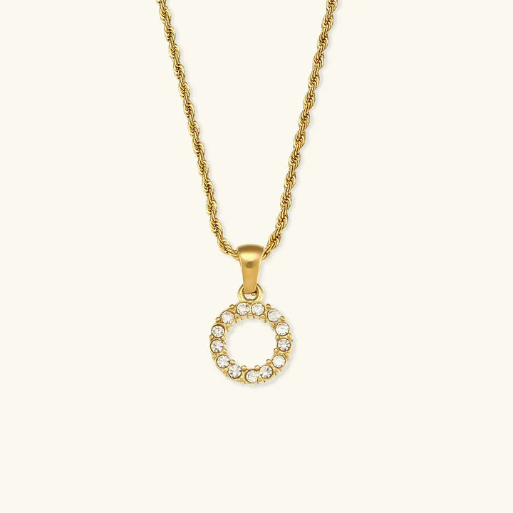 Gold-Plated Initial Pendant Necklace with Diamond Simulants