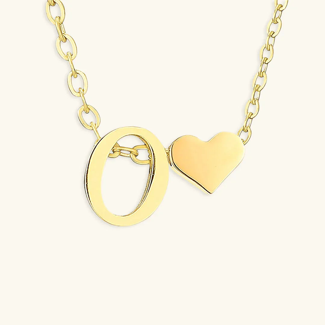 Gold-Plated Initial Heart Pendant Necklace