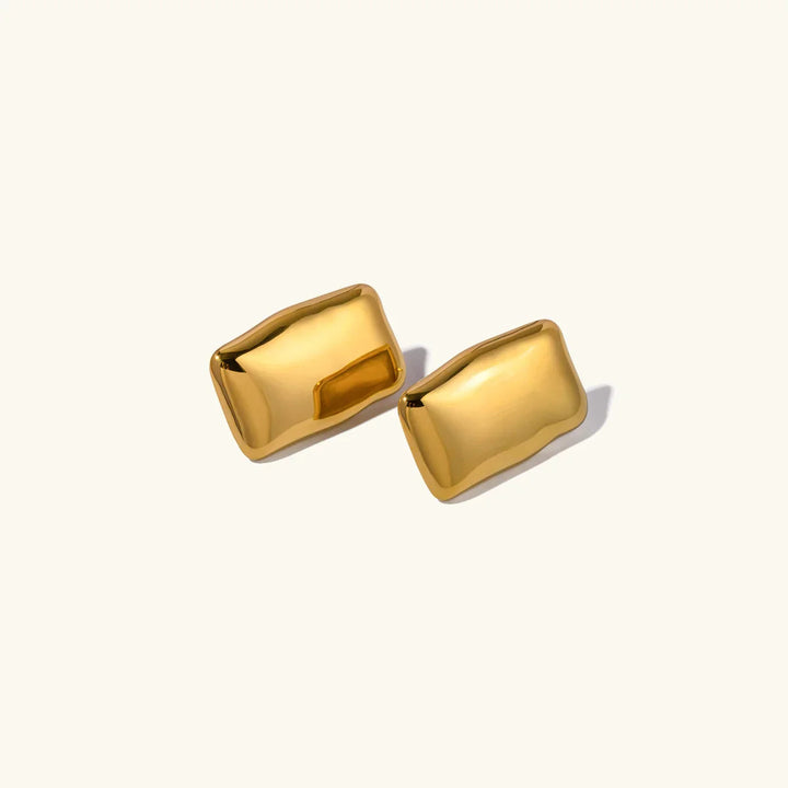 Gold-Plated Rectangular Earrings and Waterproof