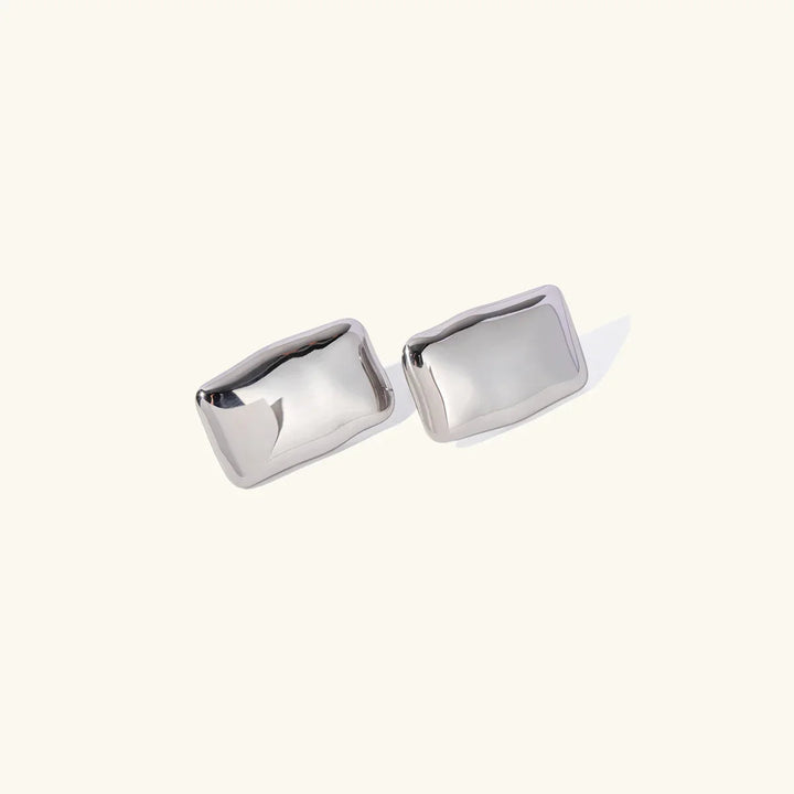 Gold-Plated Rectangular Earrings and Waterproof