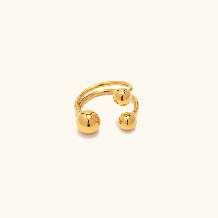 Gold-Plated Beaded Open Band Ring for Women