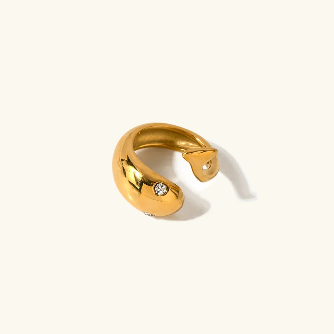 Gold-Plated Serpent Ring with Diamond Simulant