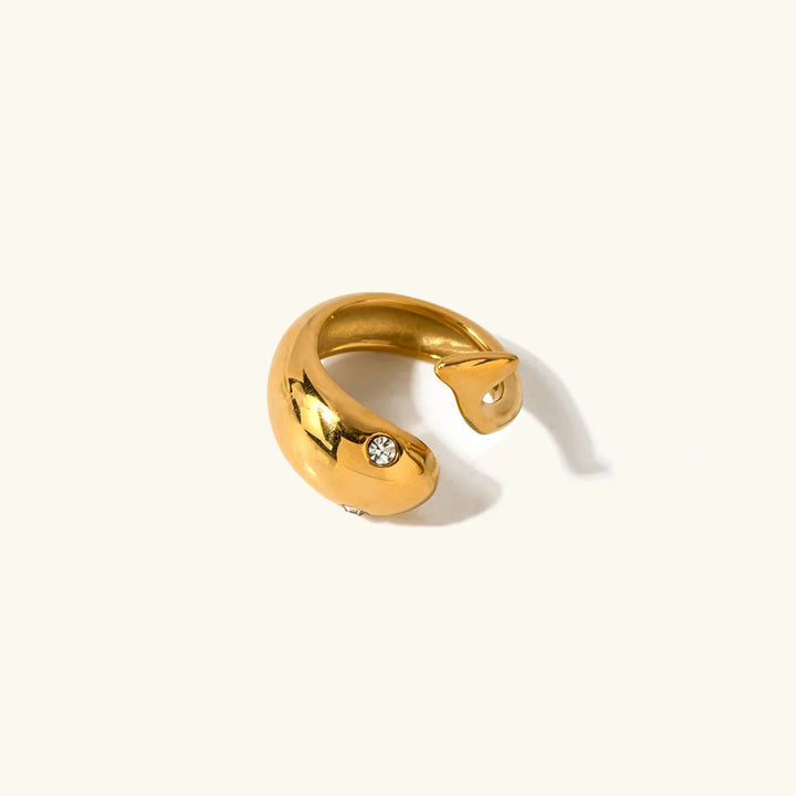 Gold-Plated Serpent Ring with Diamond Simulant