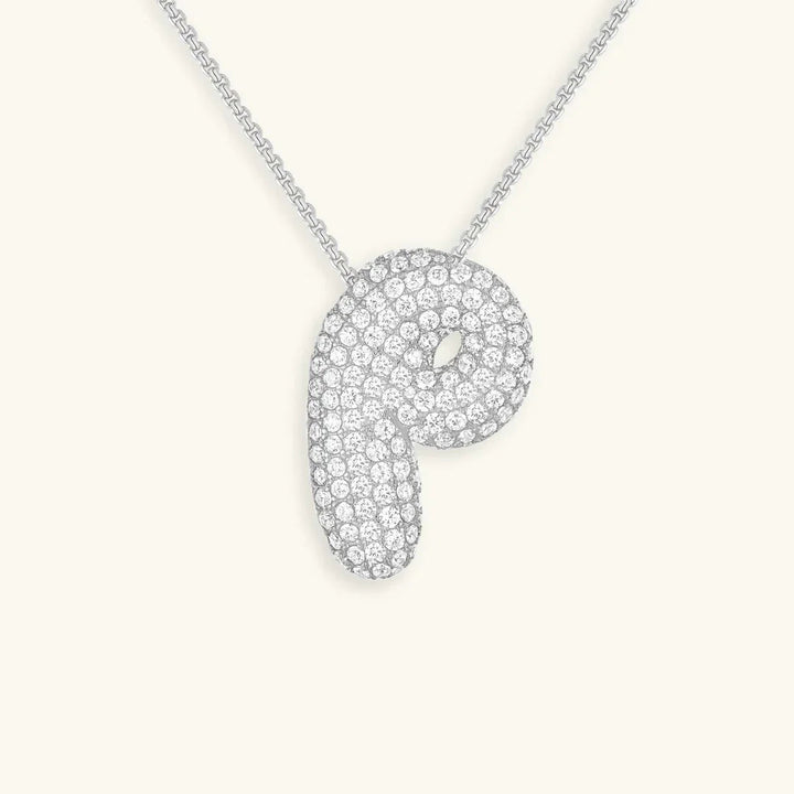 Gold-Plated Bubble Initial Diamond Necklace