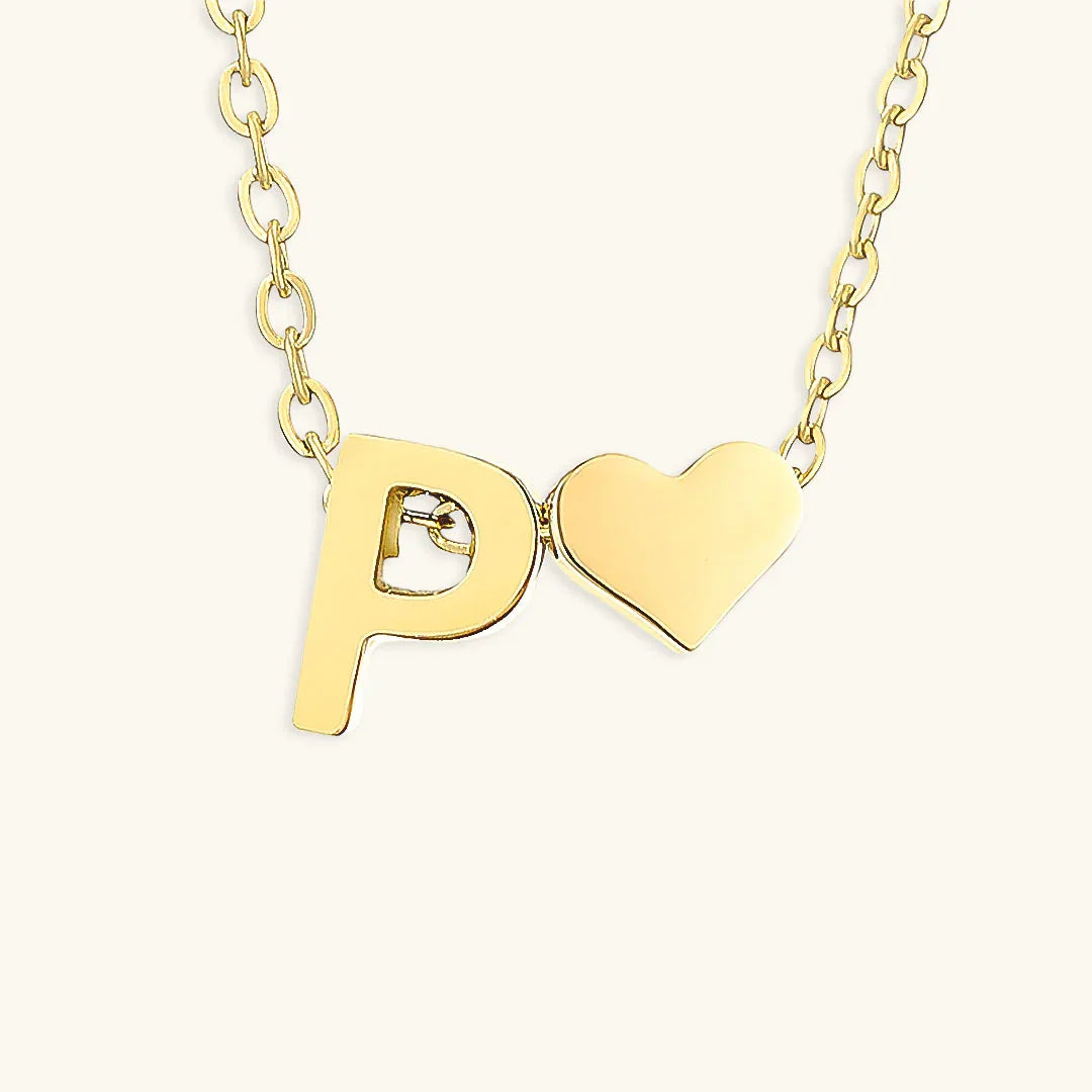 Gold-Plated Initial Heart Pendant Necklace
