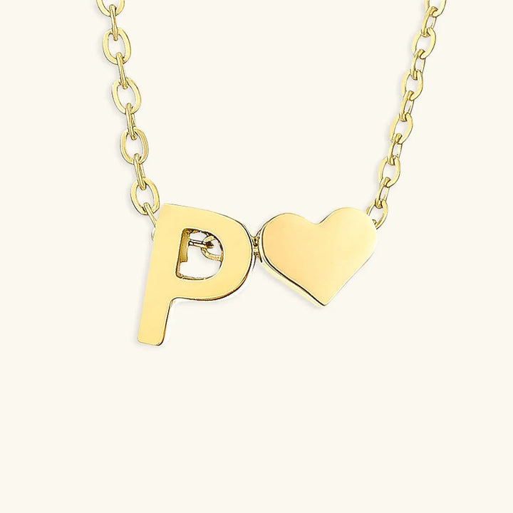 Gold-Plated Initial Heart Pendant Necklace