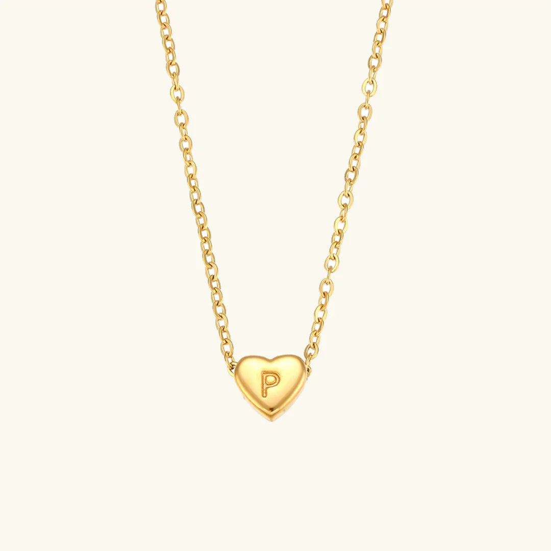Gold-Plated Heart Initial Necklace