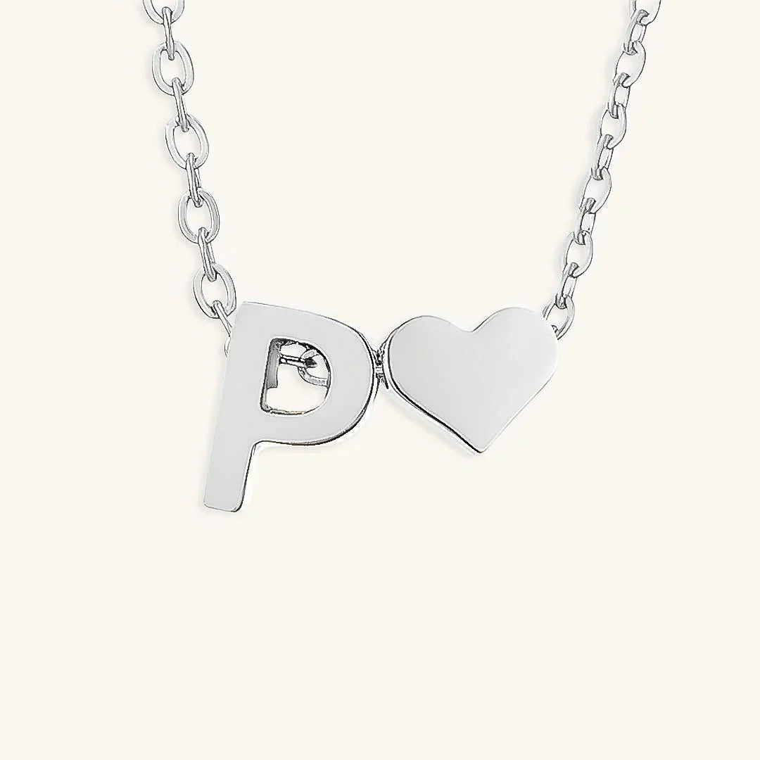 Gold-Plated Initial Heart Pendant Necklace