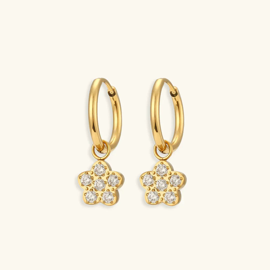 Gold-Plated Diamond Drop Hoop Earrings For Women