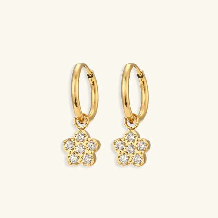 Gold-Plated Diamond Drop Hoop Earrings For Women