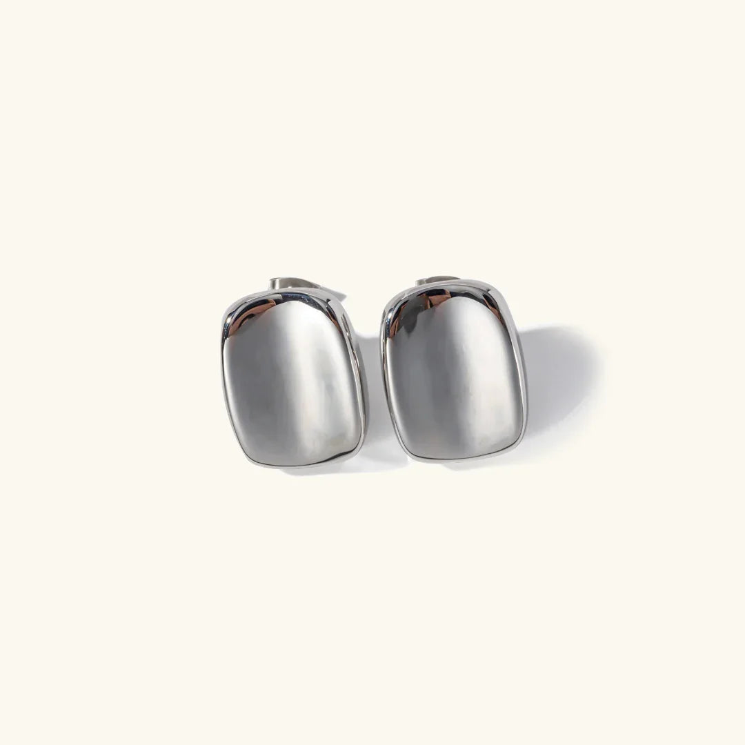 Gold-Plated Rectangular Stud Earrings for Women