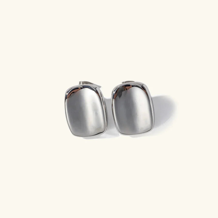 Gold-Plated Rectangular Stud Earrings for Women