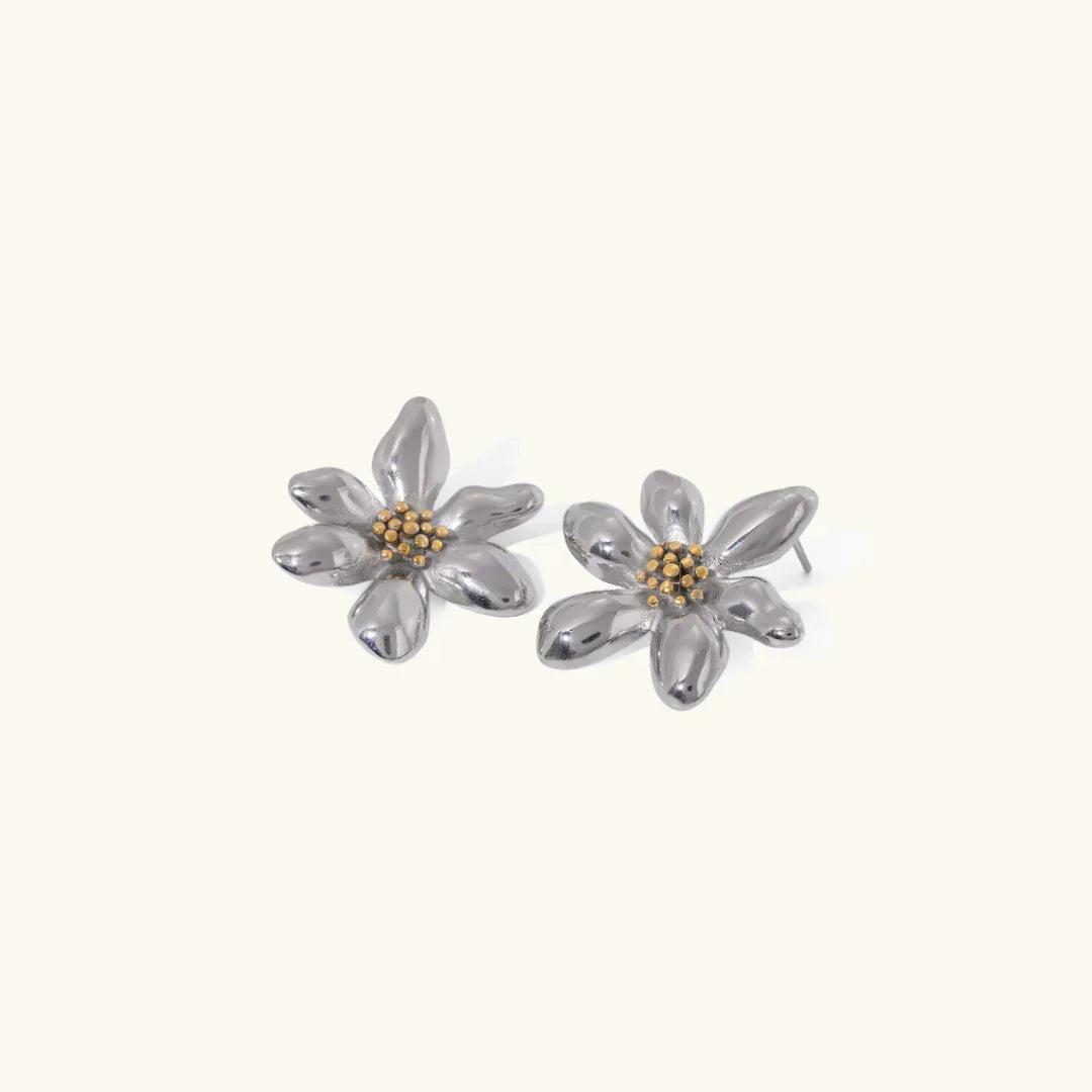 Gold-Plated Flower Petal Earrings