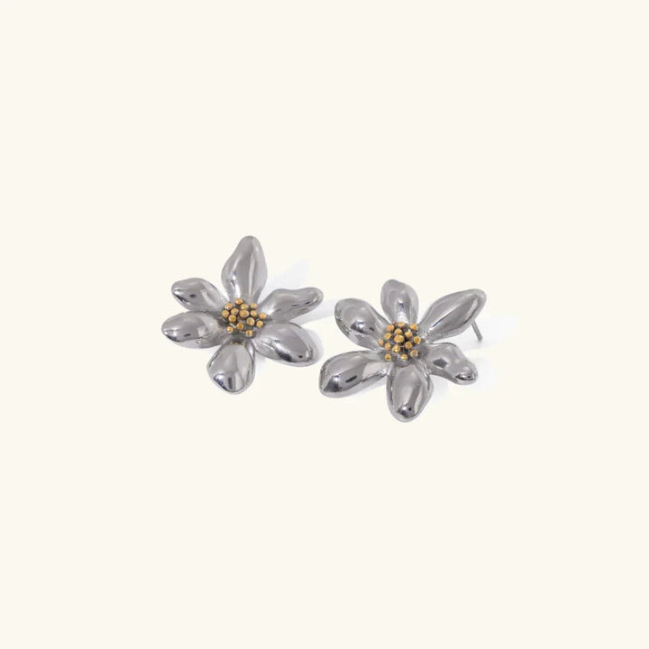 Gold-Plated Flower Petal Earrings
