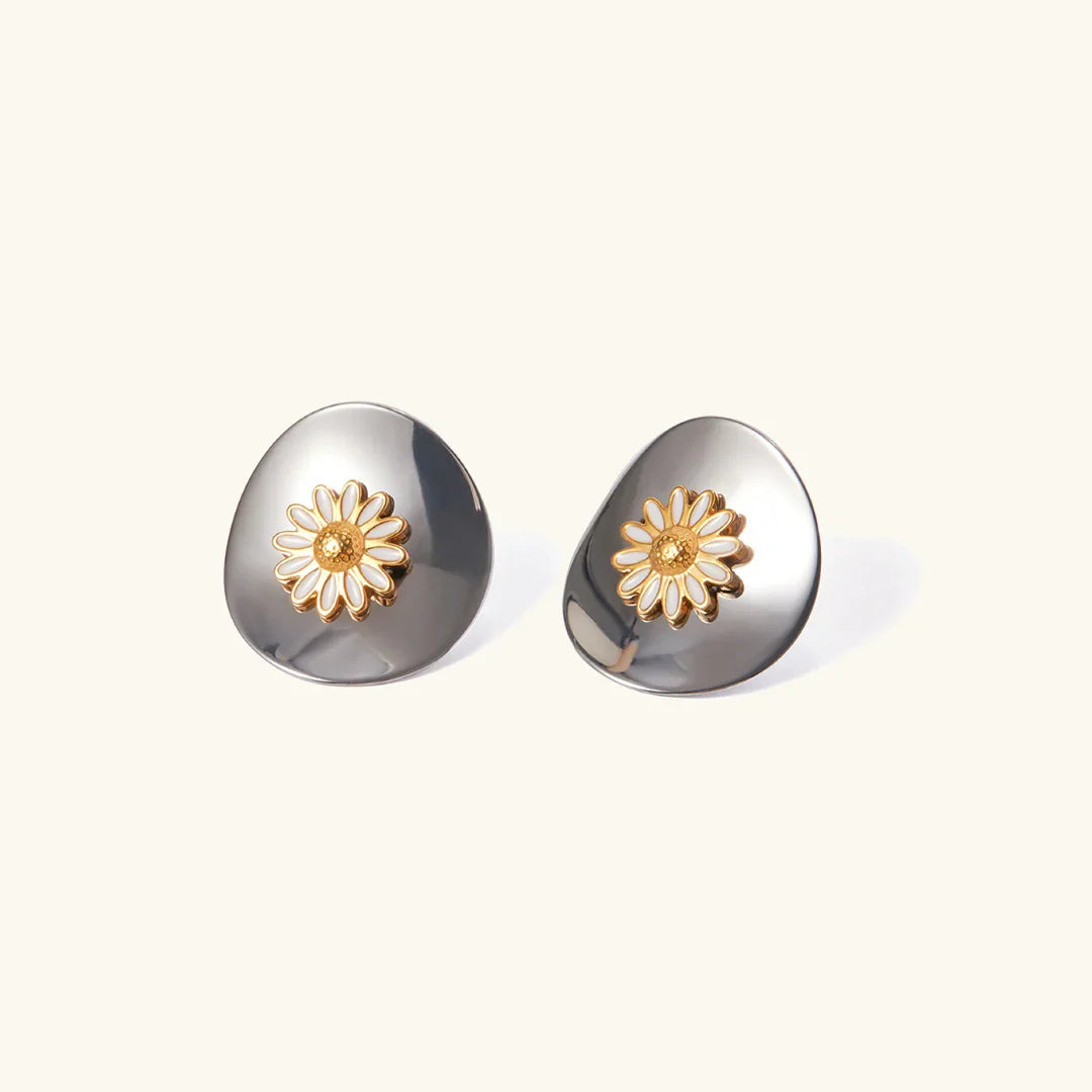 Gold-Plated Floral Stud Earrings for Women