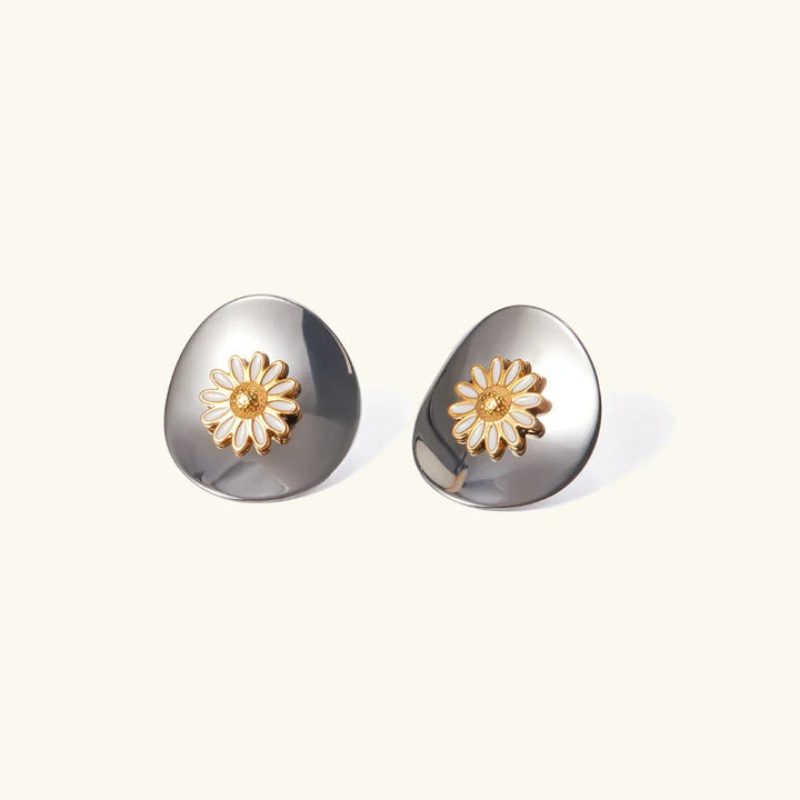 Gold-Plated Floral Stud Earrings for Women