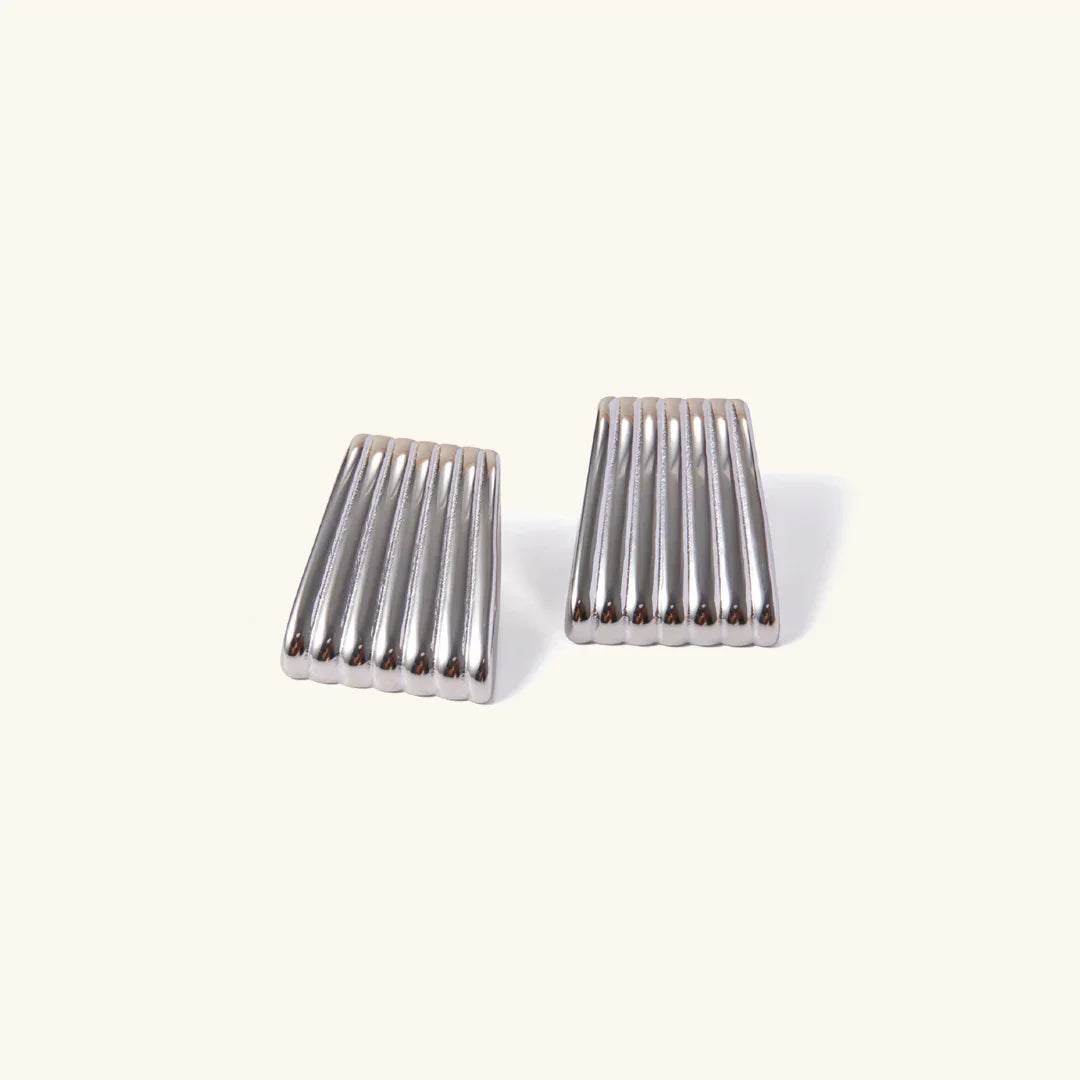 Gold-Plated Textured Bar Stud Earrings for Women