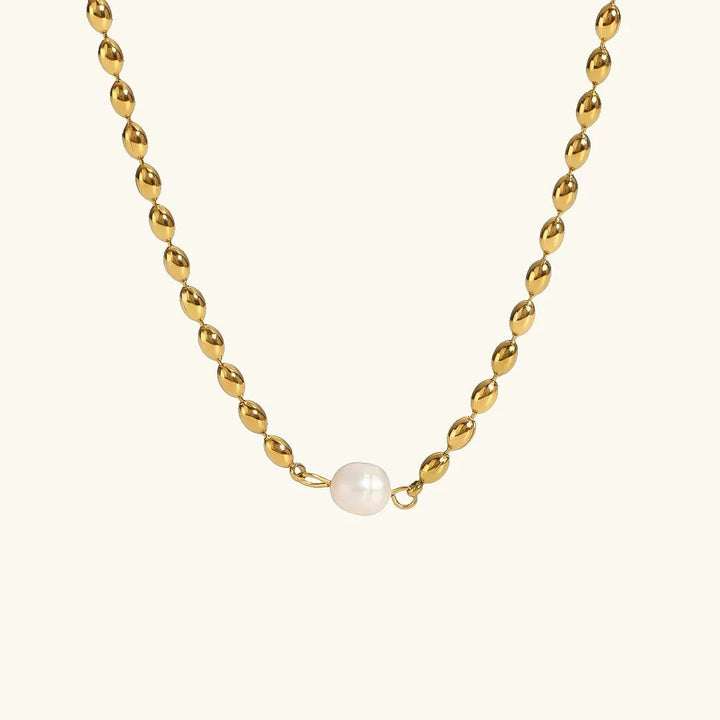 Gold-Plated Beaded Necklace with Freshwater Pearl