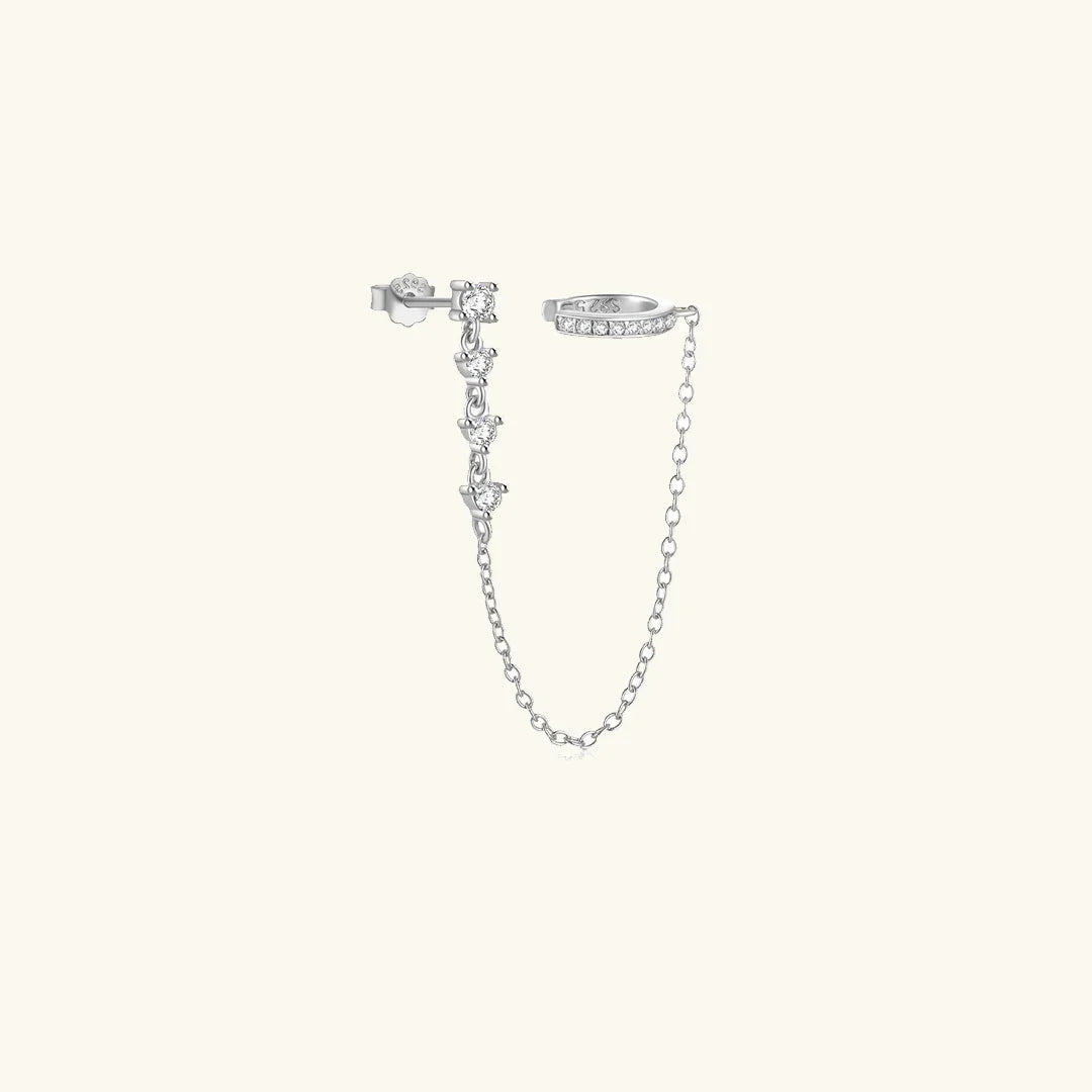 Gold-Plated Chain Cuff Earrings with Diamond Accents