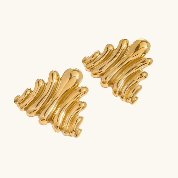 Gold-Plated Ripple Earrings for Women