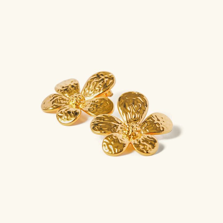 Gold-Plated Stainless Steel Flower Earrings